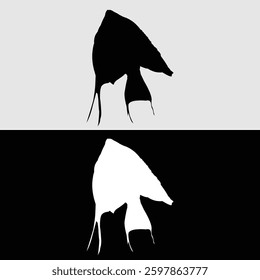 angelfish logo silhouette design with black and white color