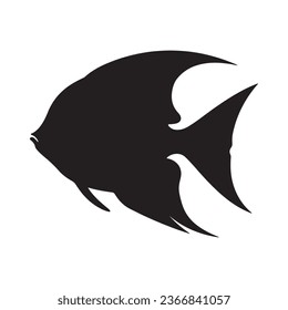 angelfish silhouette black white vector illustration