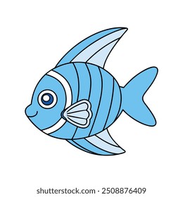 Angelfish Vector Illustration: Cartoon, Clipart, and Line Art Design for Printables