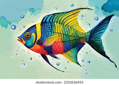 Angelfish Watercolor Vector art and illustration