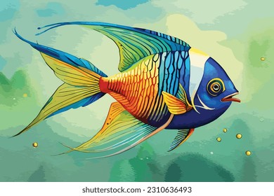 Angelfish Watercolor Vector art and illustration