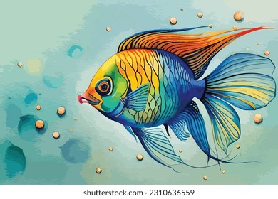 Angelfish Watercolor Vector art and illustration