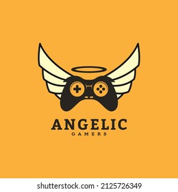 Angelic gamers vector logo design for gamer community, game developer and gaming store
