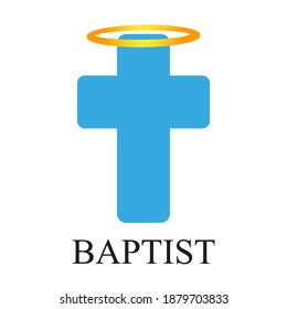 Angelic halo with cross in baptism, vector art illustration.