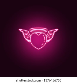 icono del neón del corazón angélico. Elementos del conjunto Angel y demonio. Icono simple para sitios web, diseño web, aplicación móvil, infografía