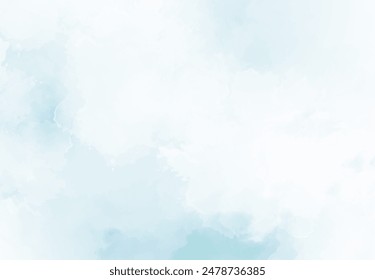 Angelic heaven clouds vector design background. Winter fairytale backdrop. Fliud blue and white drawing. Watercolor frozen style texture. Delicate card. Elegant decoration. Fantasy pastel color