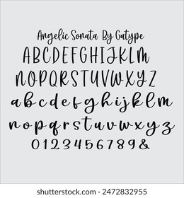 Angelic Sonata, eine moderne handgeschriebene Schriftart mit Bindemitteln für diesen handgeschriebenen Look. Angelic Sonata kann für Hochzeitseinladungen und Hochzeitskalligraphie, feminine oder organische Logos verwendet werden.