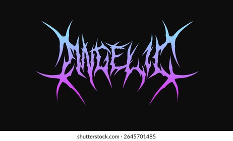 Angelic, tribal typography vector in a striking and intense dark metal font style for t-shirt print apparel, sticker, poster, logo and more