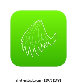 Angelic wing icon green vector isolated on white background