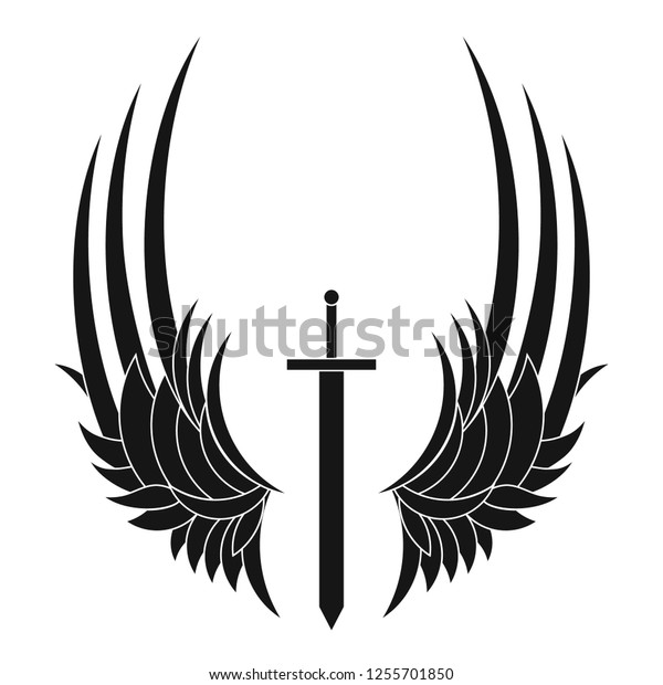 Angelic Wings Sword Vector Tattoo Logo Royalty Free Stock Image