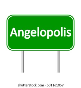 Angelopolis road sign isolated on white background.