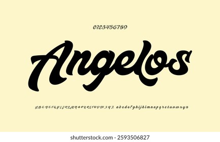 Angelos vector font alphabet with numbers