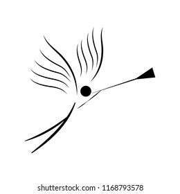 Angels abstract silhouette. Biblical personage. Religion symbol christmas season, holiday easter and love. Monochrome template for printed, banner, greeting card. Design element. Vector illustration