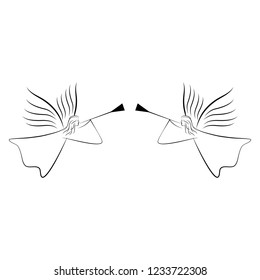 Angels abstract silhouette. Biblical personage. Religion symbol christmas season, holiday easter and love. Monochrome template for printed, banner, greeting card. Design element. Vector illustration