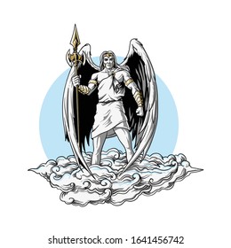 Angels armed with spears illustration