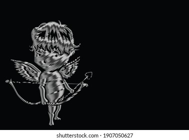 Angels with arrows and bow. Vector Particle illustration.