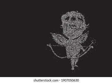Angels with arrows and bow. Vector Particle illustration.