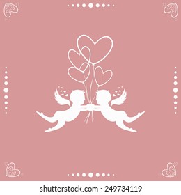 Angels with balloons in the form of hearts