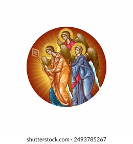 Angels. Christian illustration in Byzantine style 