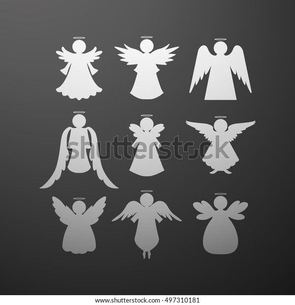 Angels Collection Vector Silhouette Stock Vector (Royalty Free) 497310181