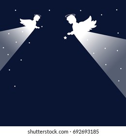  Angels. Concept idea. Christmas time. Good night.Vector illustration. EPS 10