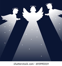  Angels. Concept idea. Christmas time. Good night.Vector illustration. EPS 10