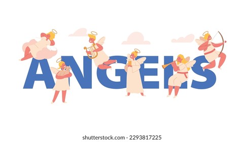 Angels Conceptual Poster, Winged Cherubs With Rosy Cheeks And Flowing Hair, Spreading Joy And Love With Their Smiles