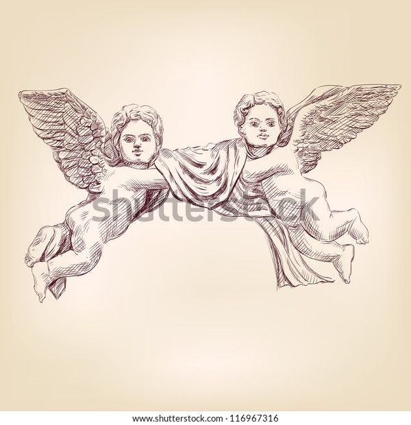 Angels Cupid Isolated Hand Drawn Vector Stock Vector Royalty Free 116967316 3738