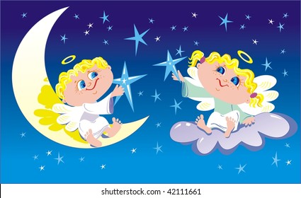 angels decorate the sky