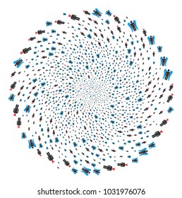 Angels And Demons cycle circle. Element cyclone combined from randomized angels and demons symbols. Vector illustration style is flat iconic symbols.