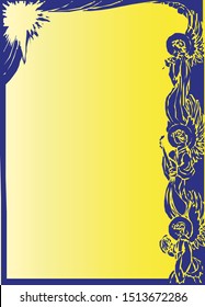 angels frame vector yellow blue vector