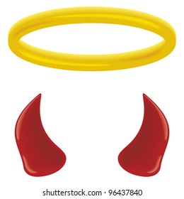 An angel's halo and devil's horns isolated on white. svg