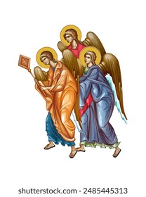 Angels illustration in Byzantine style 