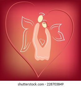 angels in love illustration greeting card