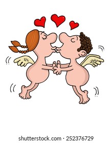 Angels are in love kissing