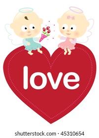Angels sitting on a heart