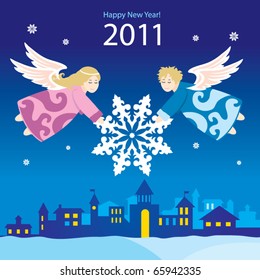 Angels with snowflake