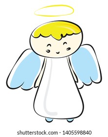 Angels are supernatural beings, and they are God’s messenger and servants sent to earth for protecting and guiding human beings., vector, color drawing or illustration. 