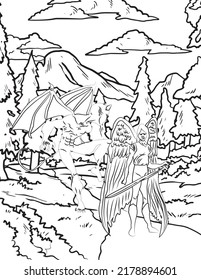 angels versus demons coloring book page