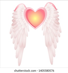 Angels Wings Heart Isolated On White Stock Vector (Royalty Free ...