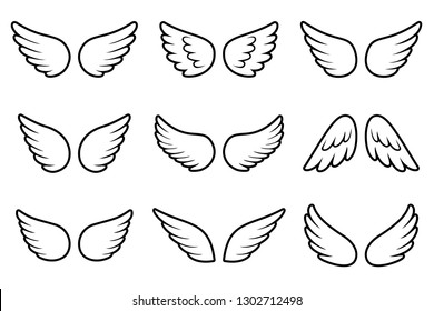 Cartoon Angel Wings Winged Doodle Sketch Stock Illustration 1434629642