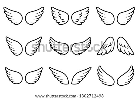 Angels wings set isolated on white background