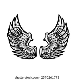 Angels Wings silhouette vector design. Versatile for art, heraldry, animal symbolism. Ranging from simple to intricate feather or scale details