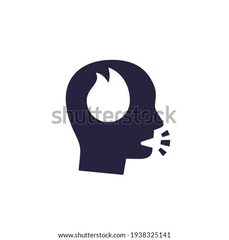 anger, angry man icon on white