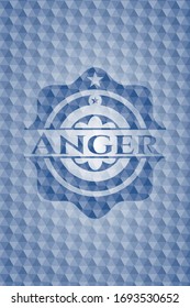 Anger blue hexagon badge. Vector Illustration. Detailed.