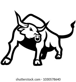 Anger and bull attacks monocrom.