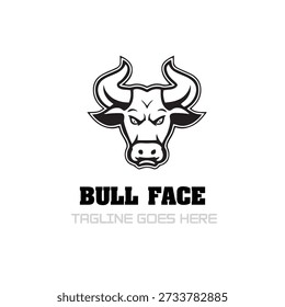 Anger Bull Face Logo Design Template Vector