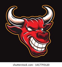 anger bull head vector log