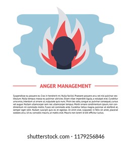 Anger concept illustration in flat style with text