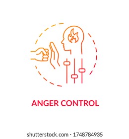 Anger control concept icon. Self improvement, personal growth, stress management idea thin line illustration. Managing negative emotions. Vector isolated outline RGB color drawing